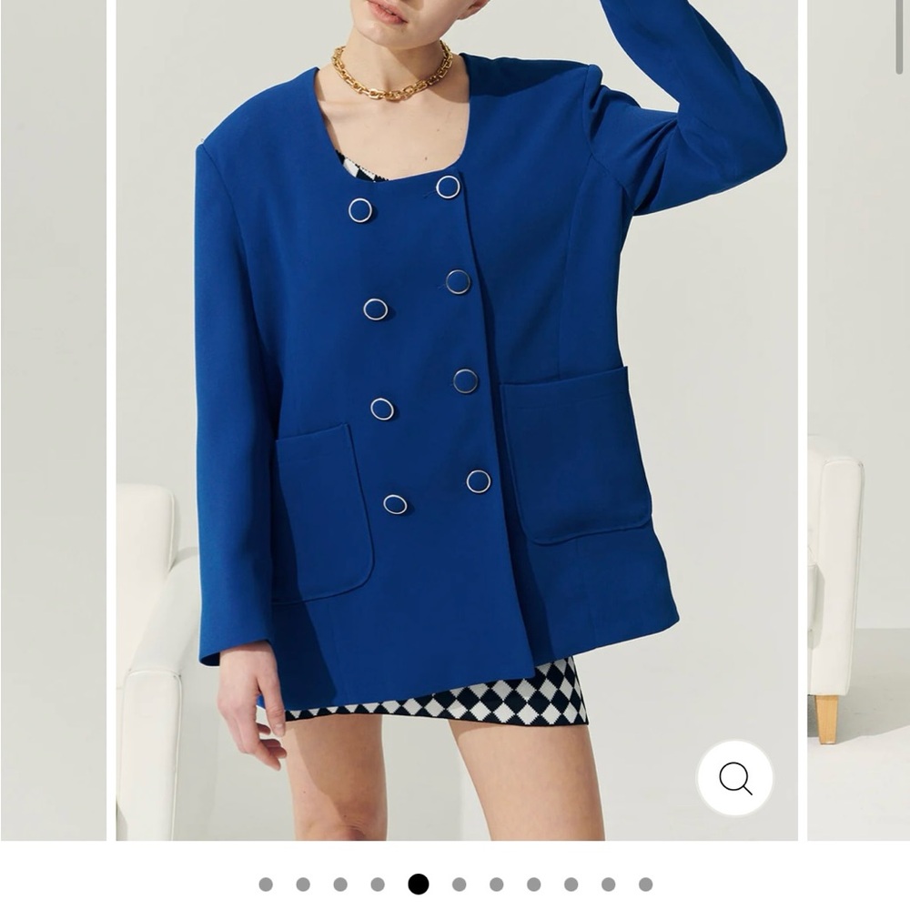 Elegant Blue Double-Breasted Women's Jacket